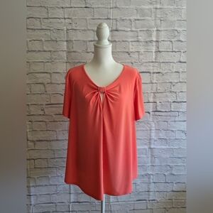Sami & Jo Orange Short Sleeve Tie Front Blouse